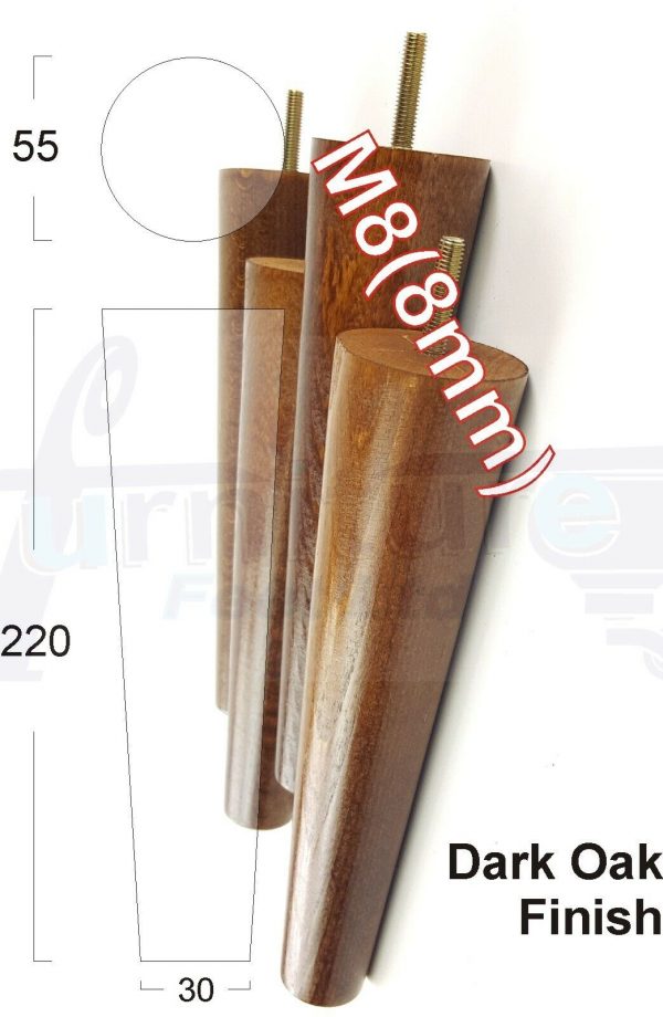 4x WOOD REPLACEMENT FURNITURE CHAIR LEGS M8(8mm) SOFA - SETTEE FEET 220mm HIGH - Image 18