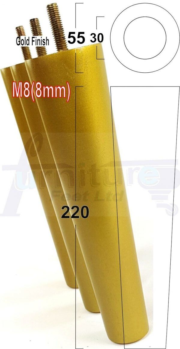 4x WOOD REPLACEMENT FURNITURE CHAIR LEGS M8(8mm) SOFA - SETTEE FEET 220mm HIGH - Image 21