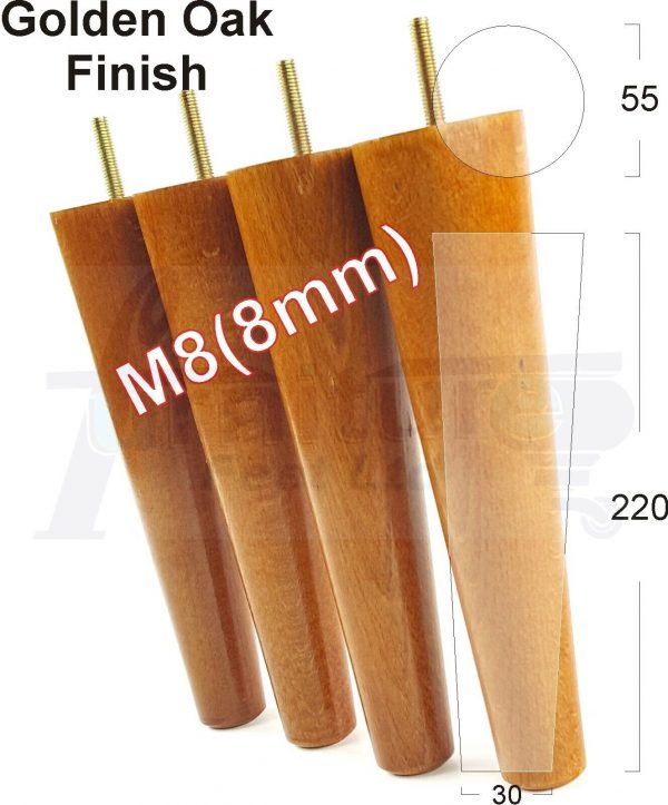 4x WOOD REPLACEMENT FURNITURE CHAIR LEGS M8(8mm) SOFA - SETTEE FEET 220mm HIGH - Image 22