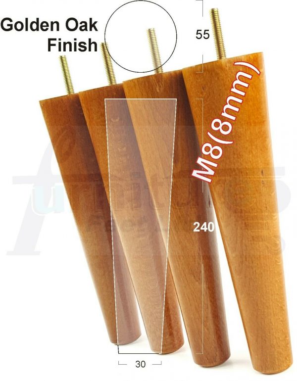 4x WOOD REPLACEMENT FURNITURE CHAIR LEGS M8(8mm) SOFA - SETTEE FEET 240mm HIGH - Image 23