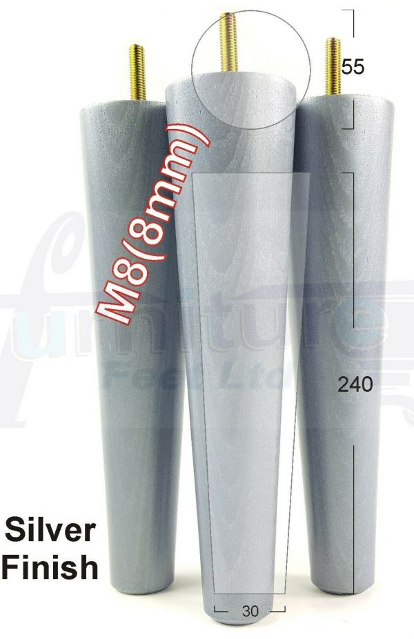 4x WOOD REPLACEMENT FURNITURE CHAIR LEGS M8(8mm) SOFA - SETTEE FEET 240mm HIGH - Image 31