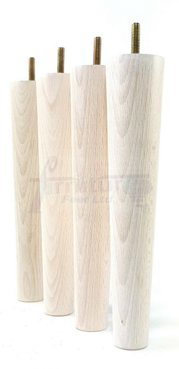 4x WOOD REPLACEMENT FURNITURE CHAIR LEGS M8(8mm) SOFA - SETTEE FEET 240mm HIGH - Image 35