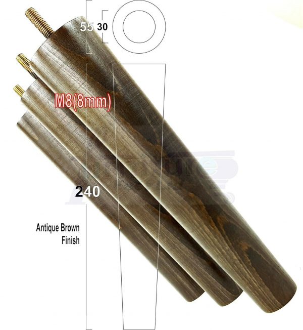 4x WOOD REPLACEMENT FURNITURE CHAIR LEGS M8(8mm) SOFA - SETTEE FEET 240mm HIGH - Image 14