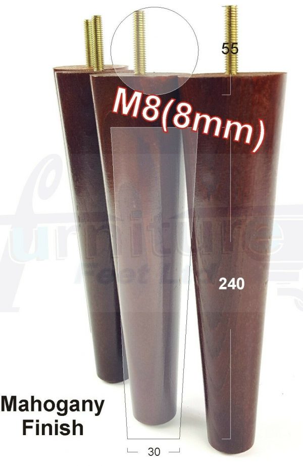 4x WOOD REPLACEMENT FURNITURE CHAIR LEGS M8(8mm) SOFA - SETTEE FEET 240mm HIGH - Image 24