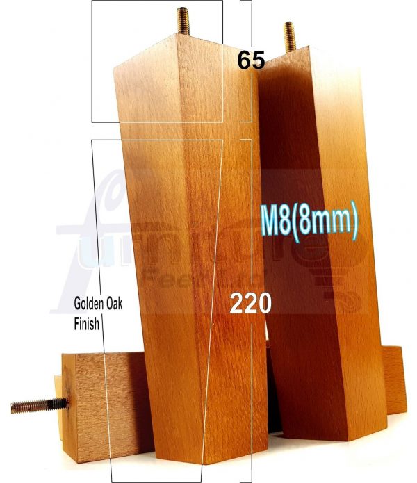 Square Wood Legs Replacement Block Furniture Feet 100 - 240mm High M8 Golden Oak - Image 18