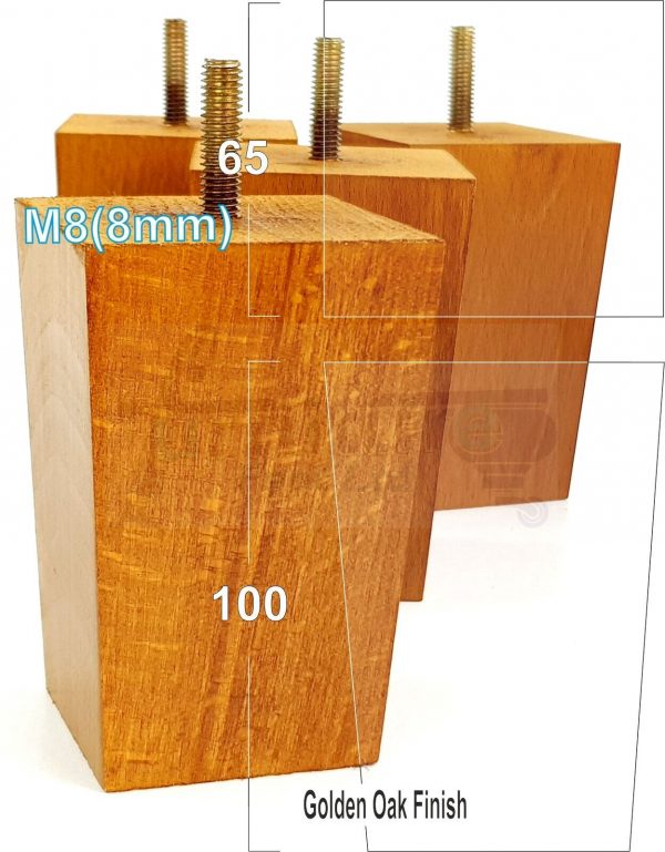 Square Wood Legs Replacement Block Furniture Feet 100 - 240mm High M8 Golden Oak - Image 14