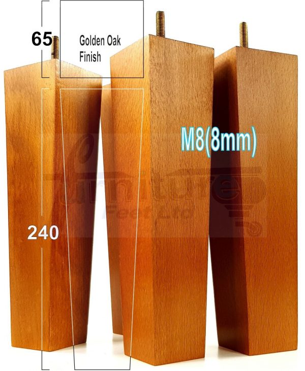 Square Wood Legs Replacement Block Furniture Feet 100 - 240mm High M8 Golden Oak - Image 20