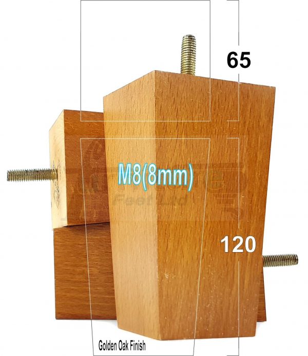 Square Wood Legs Replacement Block Furniture Feet 100 - 240mm High M8 Golden Oak - Image 15